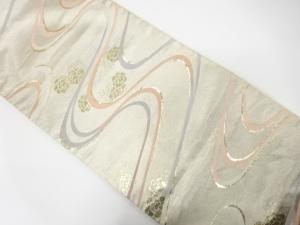 アンティーク　流水に花模様織り出し袋帯（材料）